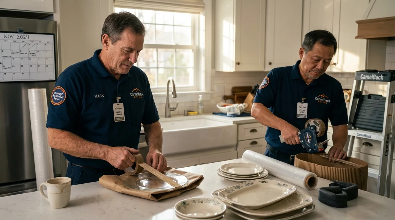 Professional crew packing kitchen dishware in Hickman, KY